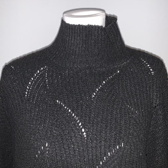 Wonderly Oversize Knit Black Mock Neck Sweater Sz M - Picture 2 of 6